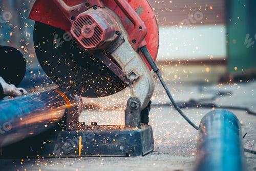 Preview: Locksmith use Welding machine cut metal process. Construction Worker Welding machinery