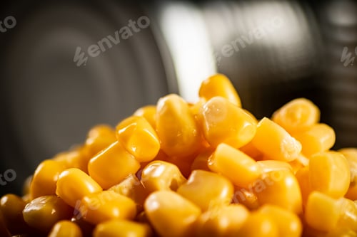 Preview: A pile of canned corn.