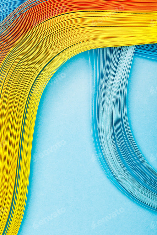 Preview: top view of yellow, orange and blue lines on blue background