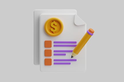 Preview: Financial document with pencil and coin