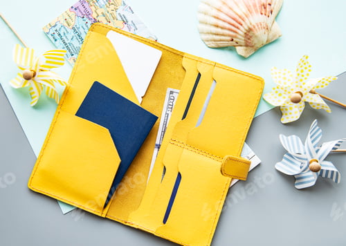 Preview: Yellow leather travel organizer