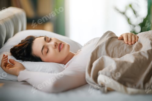 Preview: woman is sleeping in the bedroom