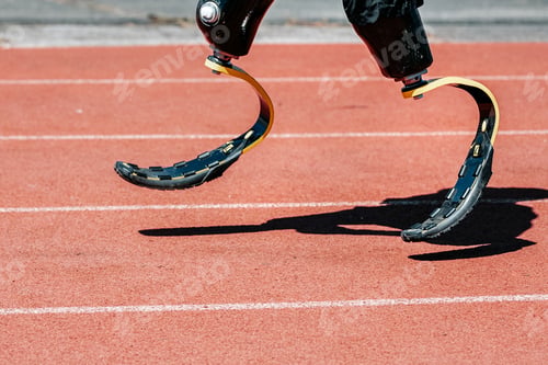 Preview: Man paralympic athlete running with prosthetic legs