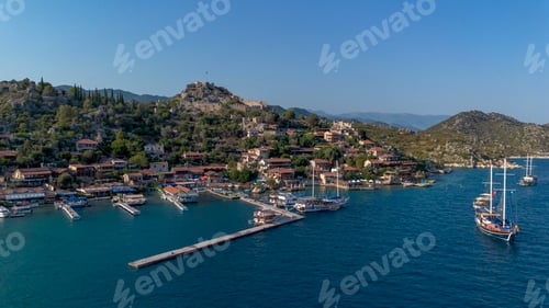 Preview: Historic ancient sarcophagi. Simena Castle, Kaleköy (Ucagiz), Kekova - Turkey