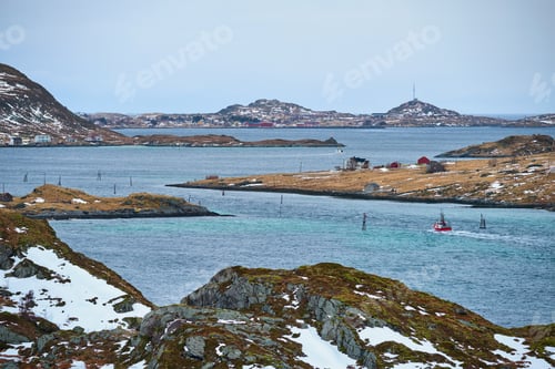 Preview: Fishing ship in fjord in Norway