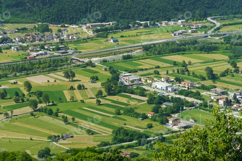 Preview: Panoramic view of Valtellina from Mello at summer