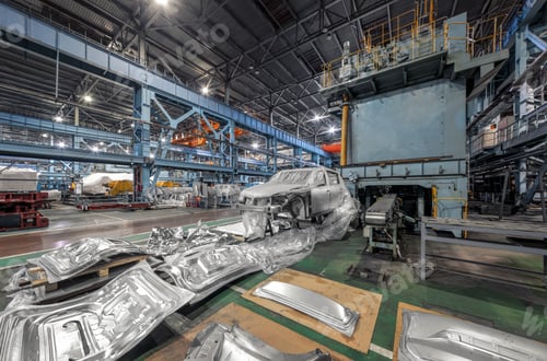 Preview: Interior of a factory for the production of stamped parts for new, modern cars