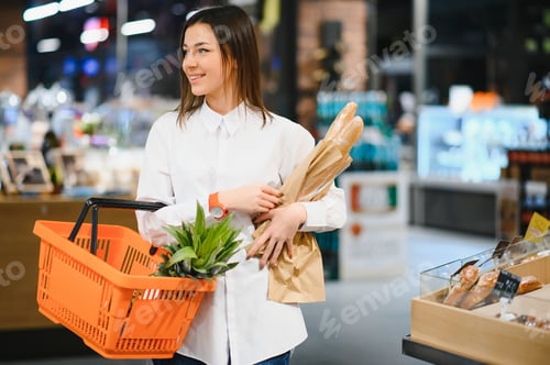 Preview: Image of pretty woman with pack of bread