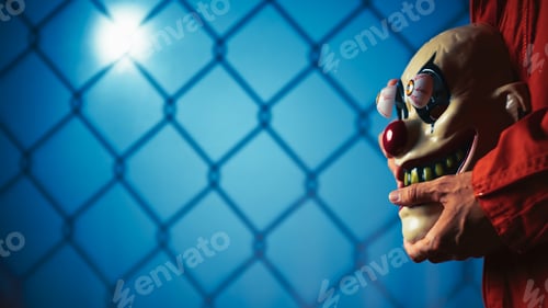 Preview: Prisoner Holding Clown Mask With Bulging Eyes