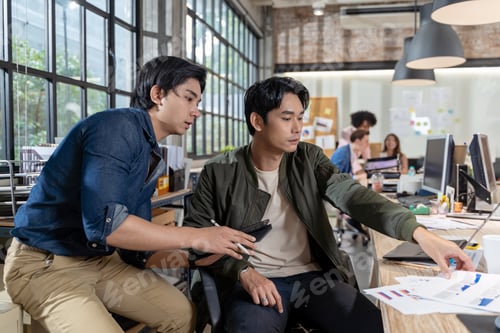 Preview: Asian Businessman creative team meeting for new ideas and solve problem project