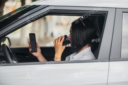 Preview: brunette girl autolady driving her car