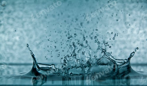 Preview: Sparks of blue water on a gray background