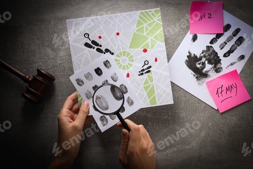 Preview: Fingerprints with a hammer and a magnifying glass