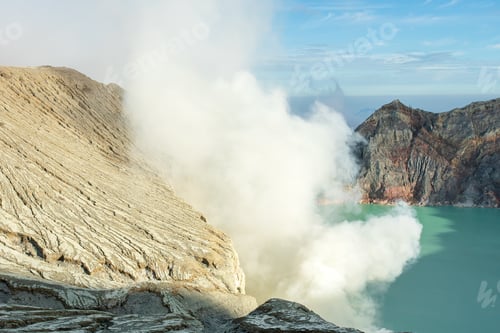 Preview: View from Ijen Crater, Sulfur fume at Kawah Ijen, Vocalno in Indenesia