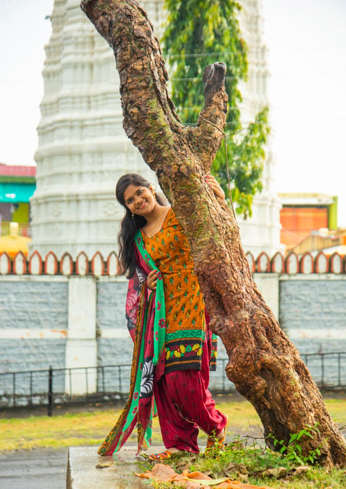 Preview: Happy young beautiful Indian woman at the park outdoor