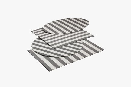Preview: Grey & White Striped Rugs Set