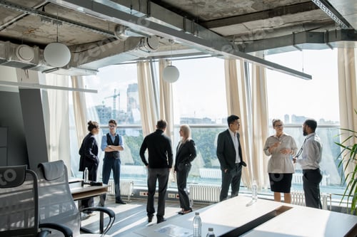 Preview: Business people discussing conference at break