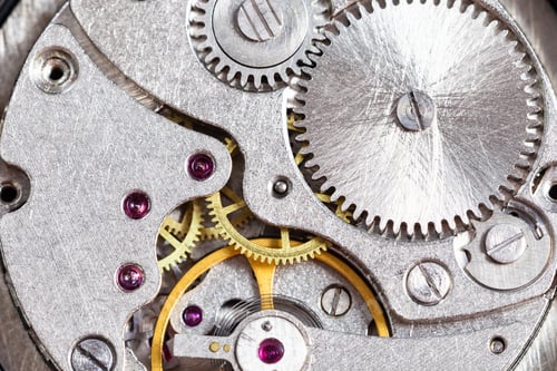 Preview: detail of mechanical wristwatch close up
