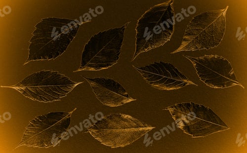 Preview: Autumn Leaves Lie On Bright Paper Background Image