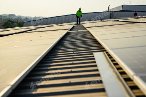 Preview: Professional engineer technician with safety helmet checking system
