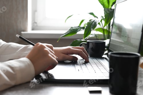 Preview: a person works at a computer, remote work