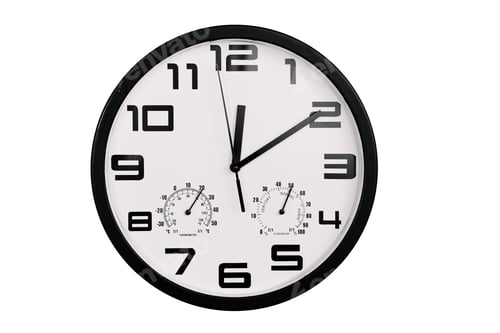 Preview: Clock with arabic numerals on wall shows 12:10 , 00:10