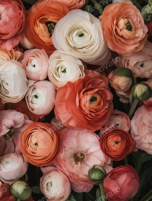 Preview: Ranunculus Flower Close-Up Displaying Delicate Floral Beauty