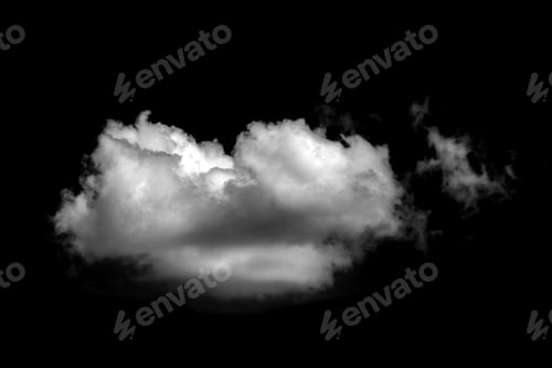 Preview: clouds white for design on isolated elements black background.