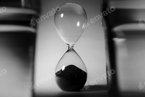 Preview: Black and white photo of hourglass close up
