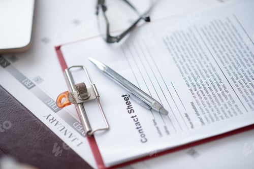 Preview: business document desktop on table, business tools concept