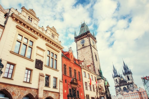 Preview: view of the Tyn Church in Prague. Czech Republic.