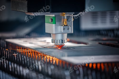 Preview: CNC Laser cutting of metal, modern industrial technology.