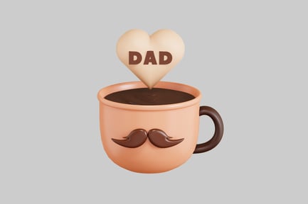Preview: Coffee cup with "dad" heart and mustache detail