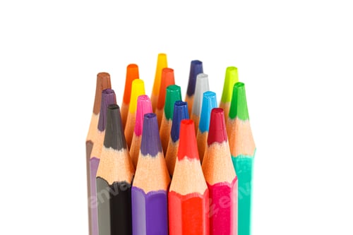 Preview: set of multi-colored pencils on a white background