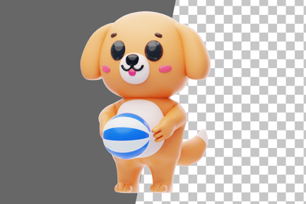 Preview: Dog Character Playing Ball 3D Illustration