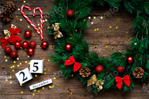 Preview: Making a Christmas wreath with your own hands, handmade decor for the New Year, Top view