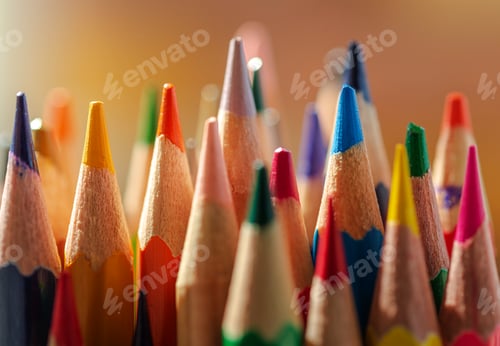 Preview: Close-up view of the sharpened colored pencils