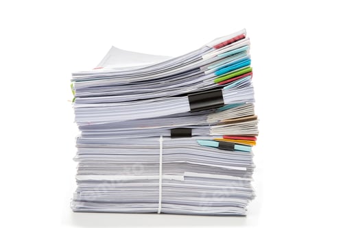 Preview: Stack of Documents isolated on white background. Documents pile.