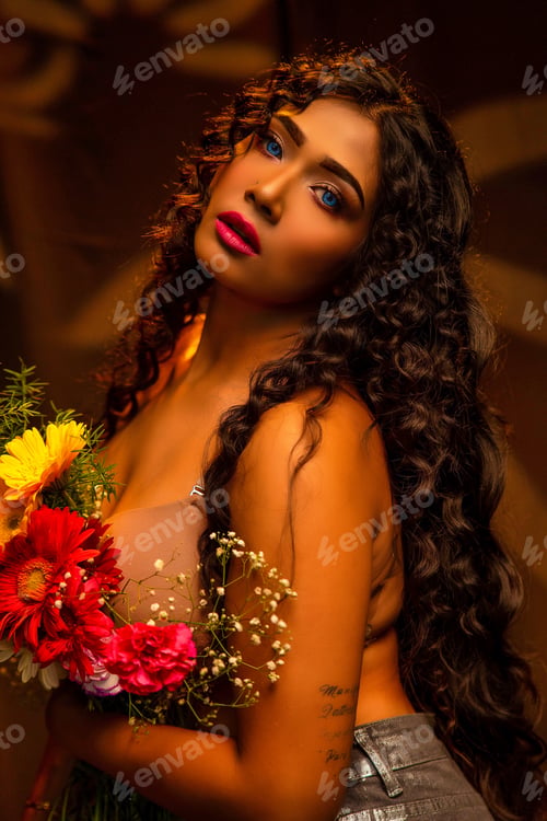 Preview: Portrait of young hot woman posing in studio