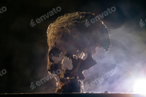 Preview: Scary grunge skull wallpaper. Halloween background.
