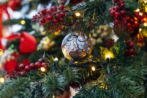 Preview: New Year's colorful trees in front of the Central Department Store in Moscow on Kuznetsky Most