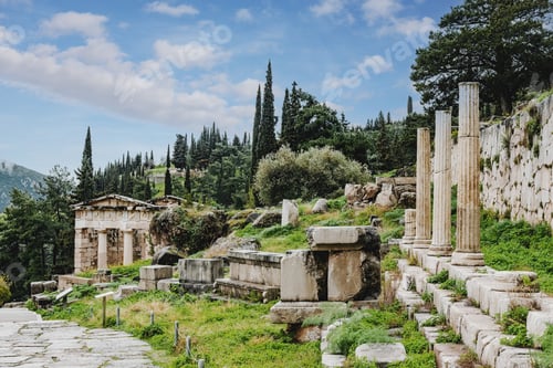 Preview: Ruins of an ancient temple, Temple Of Apollo At Delphi Oracle, Greece.