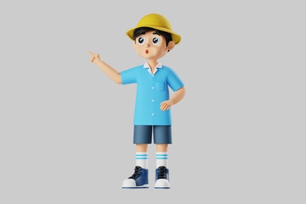 Preview: Cartoon boy with hat pointing