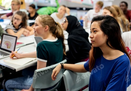 Preview: Group of students learning in classroom