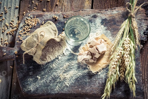 Preview: Flour, leaven, yeast and water on homemade bread
