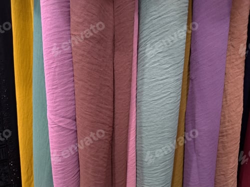 Preview: Colorful Fabrics Displayed in a Row