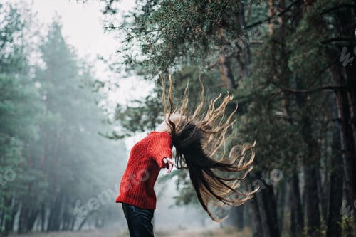 Preview: Nervous breakdown, mental breakdown. Exited woman with long fluttering hair express emotions