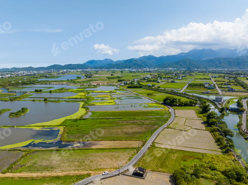 Preview: Top view of Dongshan rice meadow in Yilan of Taiwan