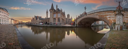 Preview: Ghent, Belgium Historic Cityscape at Dawn
