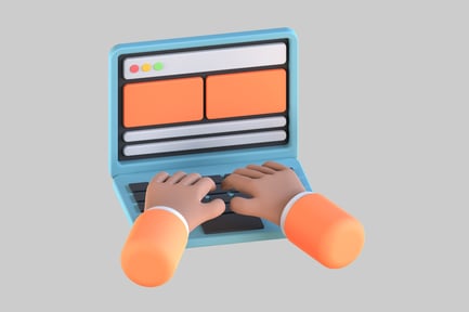Preview: Cartoon laptop with hands typing